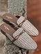 Brown Handcrafted Jacquard Mules For Men