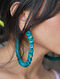 Blue Handcrafted Hoop Earrings with Mirrors