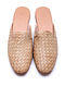 Beige Handwoven Genuine Leather Mules