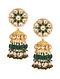 Green Gold Plated Kundan Jhumki Earrings with Pearls