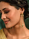 White Gold Plated Kundan Earrings with Pearls