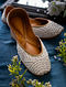 White Handcrafted Beaded Cotton Silk Leather Juttis