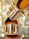 Gold Handcrafted Embellished Silk Leather Juttis