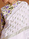 Lilac Gold Foil Printed Crepe Saree With Blouse Fabric