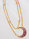 Gold Polki Diamond Necklace With Natural Ruby
