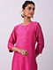 Pink Embroidered Chanderi Jacquard Kurta with Cotton Lining