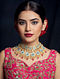 Turquoise Gold Tone Kundan Necklace with Tourmaline and Pearls