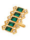 Green Gold Plated Handcrafted Adjustable Ring with Swarovski