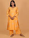 Yellow Chanderi Silk Kurta with Pants (Set of 2)