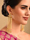 White Gold Plated Kundan Earrings with Pearls
