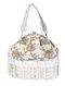 White Handcrafted Sequinned Silk Clutch