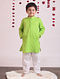 Lime Green Handblock Printed Cotton Kurta And Pyjama (Set Of 2)