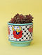 Mint And White Handpainted Ceramic Greek Blossom Planter (D- 4.75in, H- 4.75in)