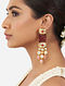 Maroon Gold Plated Kundan Earrings with Jade and Onyx