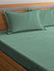 Green Cotton Blend Bed Sheet With Pillow Covers (L- 100in, W- 90in)