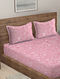 Pink Cotton Blend Bed Sheet With Pillow Covers (L- 100in, W- 90in)