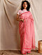 Pink Block Printed Silk Saree