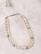 White Silver Tone Beaded Necklace with Pearls