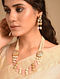 Pink Gold Tone Kundan Beaded Necklace Set with Pearls