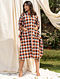 Orange and Black Cotton Checked Kaftan with Pockets