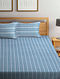 Teal Handwoven Cotton Bedsheet With Pillow Covers (Set Of 3)