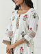 Iris Ivory Floral Hand Block Printed Cotton Kurta with Shell Details