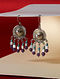 Handcrafted Vintage Silver Earrings With Feroza And Blue Stone