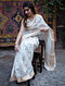 White Handwoven Chanderi Silk Saree