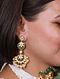 Green Gold Plated Silver Earrings With Synthetic Mossainite Polki And Swarovski Pearls