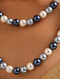 Blue White Pearl Beaded Necklace
