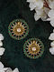 Gold Plated Silver Kundan Earrings With Green Onyx And Pearls
