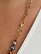 Brown Grey Beaded Necklace with Pearls