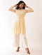 Yellow and Ivory Cotton Cotton Yarn Dyed Striped Shirt Dress