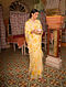 Yellow Hand-Painted Chiffon Saree with Mukaish
