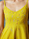 Summer Dance Yellow Hand Embroidered Cotton Sleeveless Dress with Cotton Mul Lining