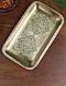 Golden And Green Hand Painted Brass Tray (L- 9in, H- 6in)