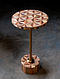 Brown and Gold Wooden Marquetry Accent Table (D-10.25in, H-19.75in)