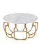 Mild Steel And Marble Gold Finished Coffee Table (L- 30in, W- 30in, H- 17in)