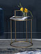 Mild Steel And Glass Gold Finished Side Table (L- 15in, W- 0in, H- 22in)
