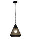 Antique Gold Metal Pendant Lamp With Natural Wooden Canopy (Dia-10in, H-17in)