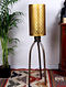 Antique Brown Metal Tripod Ambient Lamp With Golden Shade (Dia-10in, H-48in)