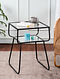 Black Stunning Two Tier Glass Side Table (Set Of 2) (L- 16in, W- 14in, H- 22in)