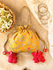 Mustard Hand Embroidered Silk Potli