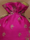 Fuschia Pink Handcrafted Tussar Silk Potli