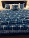 Indigo Blue and White Hand Block Printed And Hand Quilted Kantha Double Bed Cover (L - 110in, W - 90in)