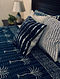 Indigo Blue and White Hand Block Printed And Hand Quilted Kantha Double Bed Cover (L - 110in, W - 90in)