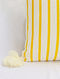 White and Yellow StripesCushion Cover with Tassels (L-18in, W-18in)