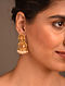 Red Gold Tone Temple Earrings with Pearls