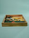 Yellow And Green Scenic Route Wooden Serving Tray (L- 11in, W- 11in, H- 1.75in)