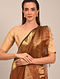 Brown Handwoven Maheshwari Tissue Saree with Checks